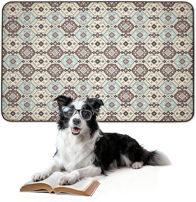 FXW Washable Pee Pads for Dogs, Puppy Pads with Super Absorbent, Specifically Designed for FXW Rollick/Homeplus 24inch 6 Panels Dog Playpen, 39" x 63" Rectangle, Tribal Beige, 1 Pack