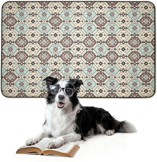 FXW Washable Pee Pads for Dogs, Puppy Pads with Super Absorbent, Specifically Designed for FXW Rollick/Homeplus 24inch 6 Panels Dog Playpen, 39" x 63" Rectangle, Tribal Beige, 1 Pack