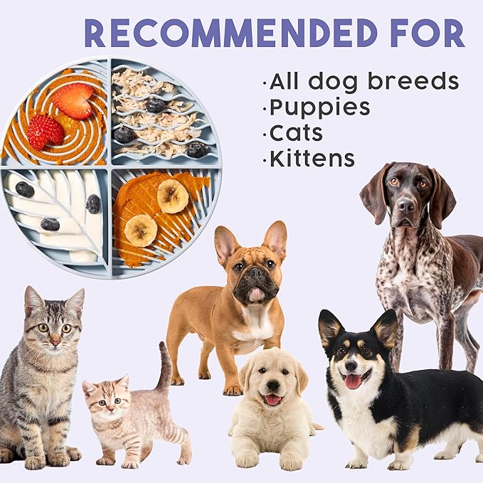 Awoo Paradise Silicone Dog & Cat Lick Mat & Slow Feeder with Suction Cups, Non-Slip, Dishwasher Safe, Extend Mealtime, Reduce Anxiety (Almond)