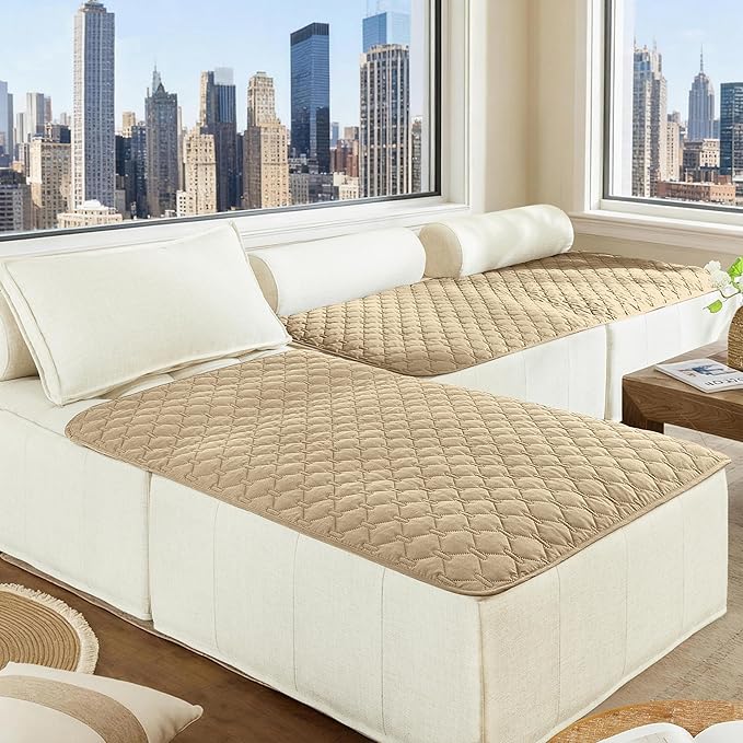 gogobunny 3X Stronger Waterproof Pet Blanket, Scratch Proof Furniture Protector for Dogs Cats, Reversible Cover 40x50 Inch, Dark Beige