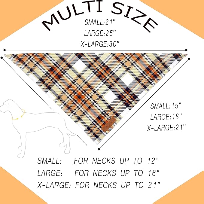 Realeaf Fall Dog Bandanas 2 Pack, Reversible Pet Scarf for Boy and Girl, Premium Durable Fabric, Holiday Halloween Thanksgiving Bandana for Large and Extra Large Dogs (X-Large)