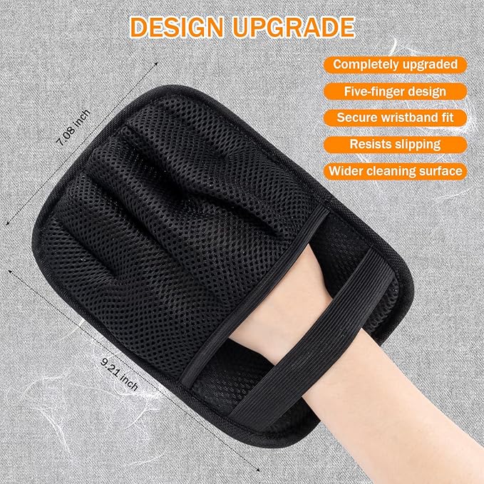 TailWag Treats & Tools 3 Pack Upgraded Reusable Electrostatic Pet Hair Remover Glove for Sofa, Carpet, Clothes, Car Seats - Washable, Easy to Clean, 5-Finger Non-Slip Structure