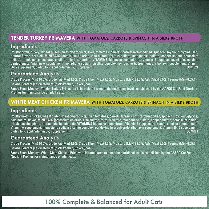 Purina Fancy Feast Wet Cat Food Variety Pack, Medleys Taste of Italy With Garden Greens in Sauce - (Pack of 30) 3 oz. Cans