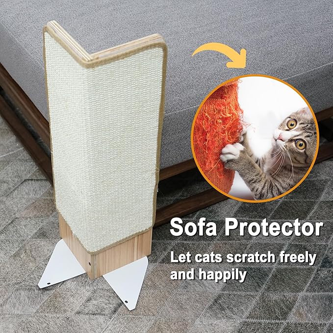 Meeyoview Cat Scratcher, Corner Scratching Post, Cat Scratching Pad, Natural Sisal Furniture Protector, 28 Inch Cat Scratcher for Indoor Cats