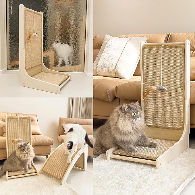 PETKARAY Vertical Sisal Cat Scratcher Board, Right Angle Scratching Post and Scratch Pad for Indoor Cats, Wall Furniture Protector