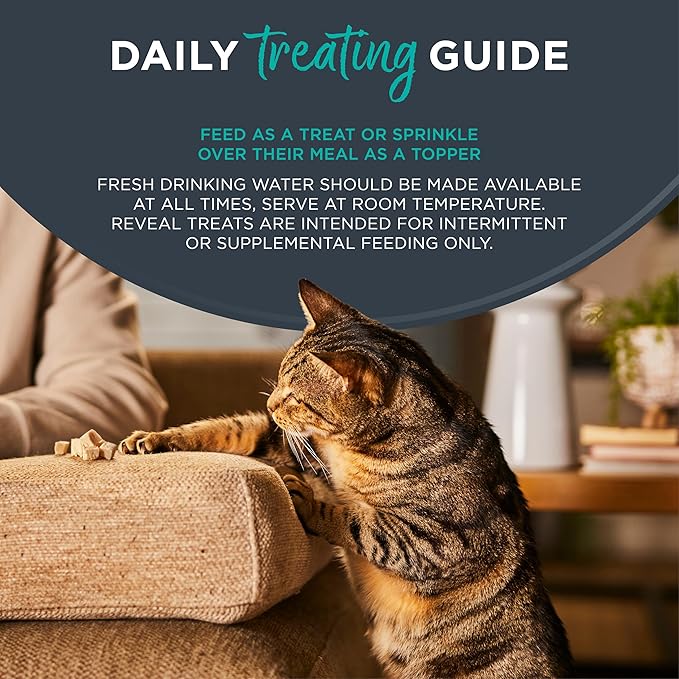 Reveal Natural Cat Treats, 8 Count, Single Ingredient Treats for Cat, Grain Free, Freeze Dried Chicken, 0.88 oz Bags