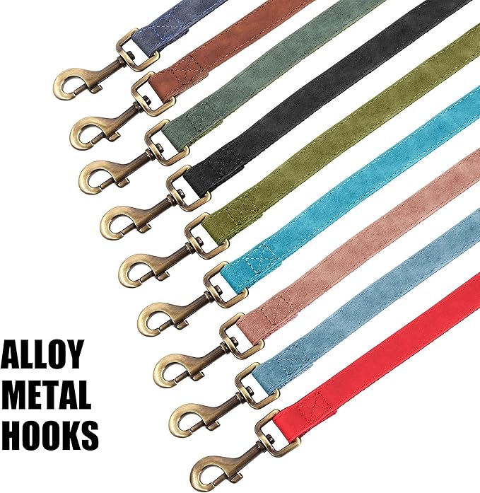 Didog PU Leather Dog Leash for Small Dogs 4.5ft, Soft Padded Handle Dog Leashes for Medium Size, Walking and Training Leashes Faux Leather for Large Pet,Red