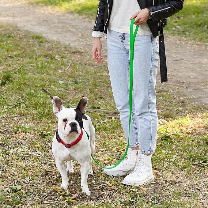 Dogline Biothane Waterproof Dog Leash Strong Coated Nylon Webbing with Black Hardware Odor-Proof Easy to Clean High Performance for Small or Large Dogs Made in USA 4 or 6 ft Lead, Tropical Green