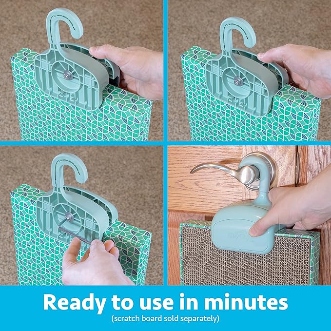 Kitty City Over The Door Cat Scratcher Clip – Space Saving Vertical Scratching Pad Holder for Cats – Protect Furniture & Doors – Fits Most Standard Scratch Pads – Easy Hook On Setup