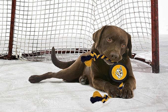 Pets First NHL Nashville Predators Puck Toy for Dogs & Cats. Play Hockey with Your Pet with This Licensed Dog Tough Toy Reward!