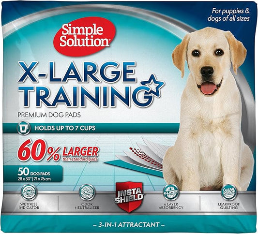 Simple Solution Extra Large Pee Pads For Dogs, Puppy Potty Training, Leak Proof Dog Pads, Pet Pee Pad, Disposable Puppy Pad, XLARGE 28"x30"