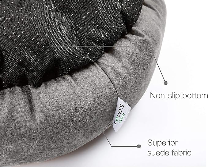 Love's cabin Round Donut Cat and Dog Cushion Bed, 20in Bed for Cats or Small Dogs, Anti-Slip & Water-Resistant Bottom, Super Soft Durable Fabric Pet Beds, Washable Luxury Cat & Dog Bed Gray