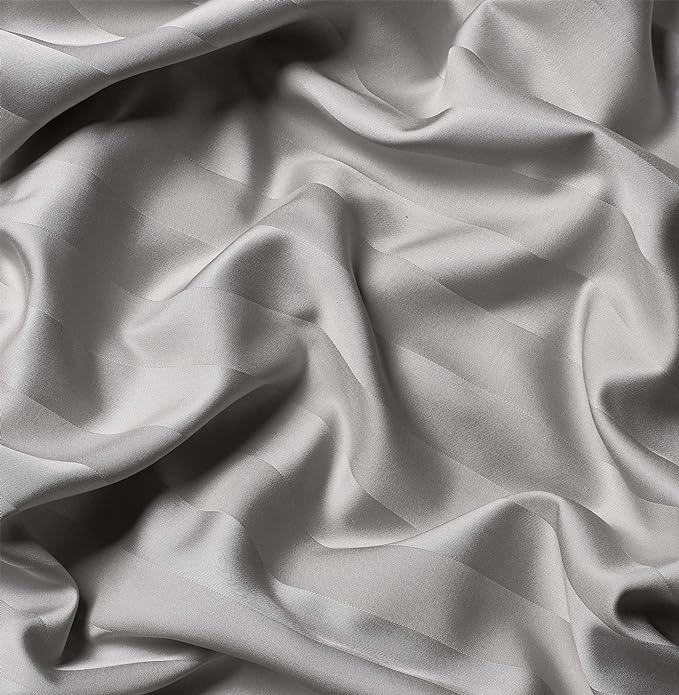 Pure Bamboo Twin Sheets, Genuine 100% Organic Viscose Derived from Bamboo Bed Sheet Set, Luxuriously Soft & Cooling, Double Stitching, 2 Year Quality Promise (Twin, Jacquard Silver)