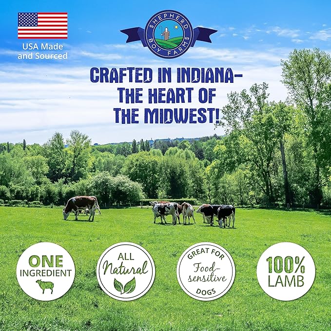 Shepherd Boy Farms Freeze Dried Dog and Cat Treats, Lamb Heart, All Natural Single Ingredient Freeze-Dried Dog Treat & Dog Snacks, Made in USA, High Protein, Essential Nutrition of Raw Dog Food, 8oz